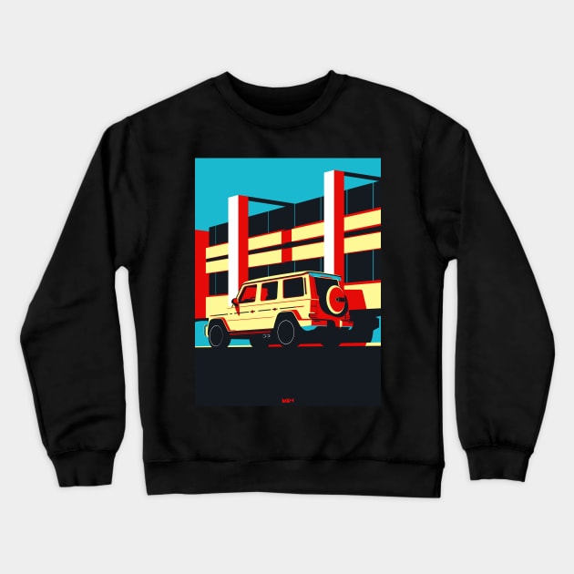 G Wagen (Yellow, Red and Blue) Crewneck Sweatshirt by Atelier de l'Automobile